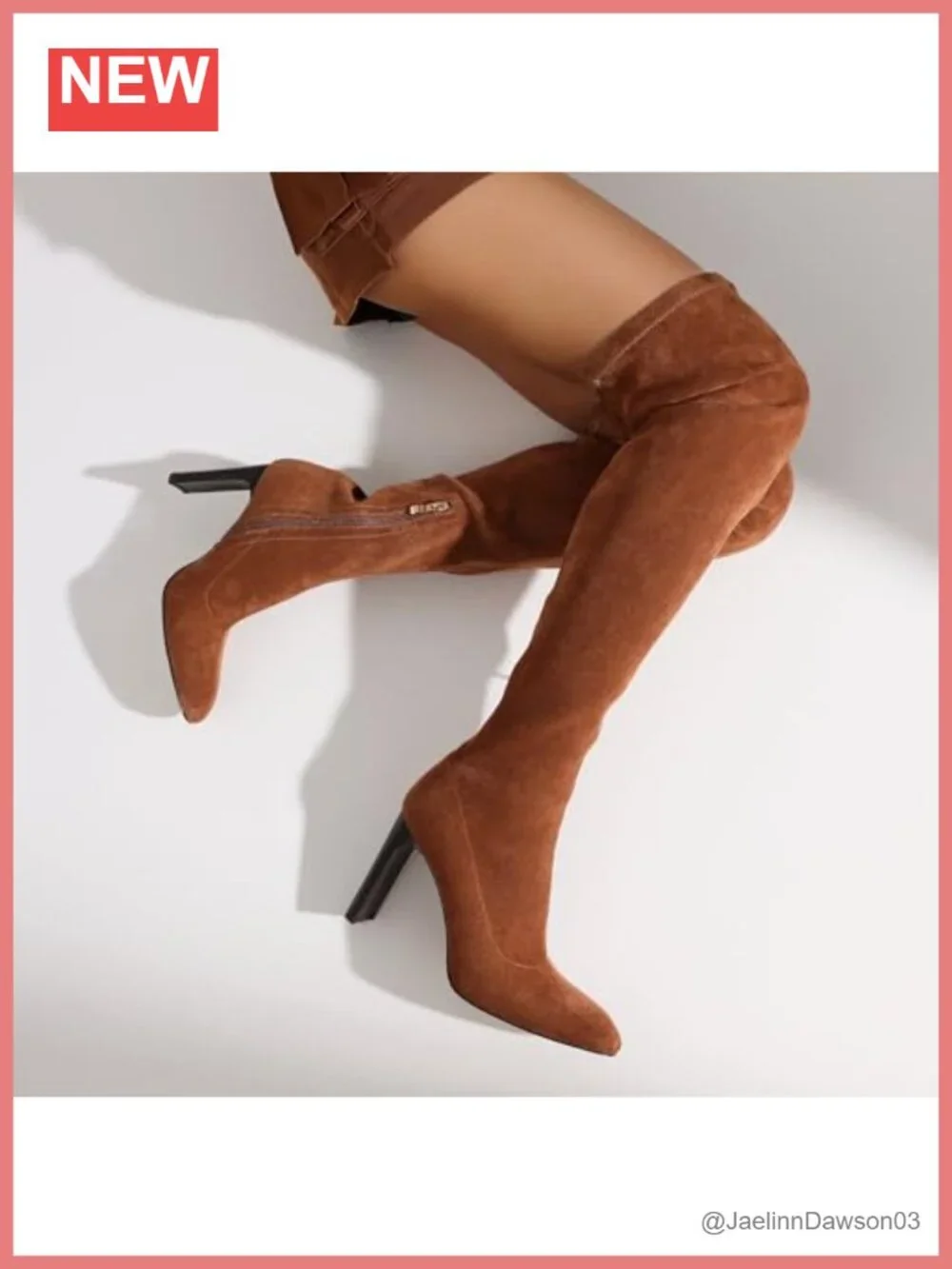 Over the Knee Suede Boots Square Toe Chunky Heel Side Zip Stretch